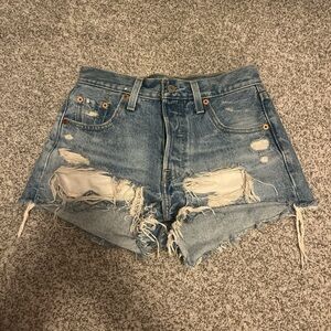 Levi's Blue Distressed Jean Shorts